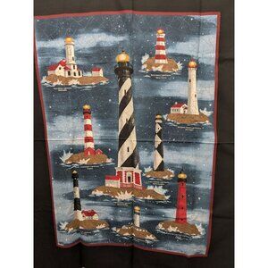 Lighthouse Fabric Panels (2) Cape Hatteras Lookout Fire Island Cotton 2yds x 44"